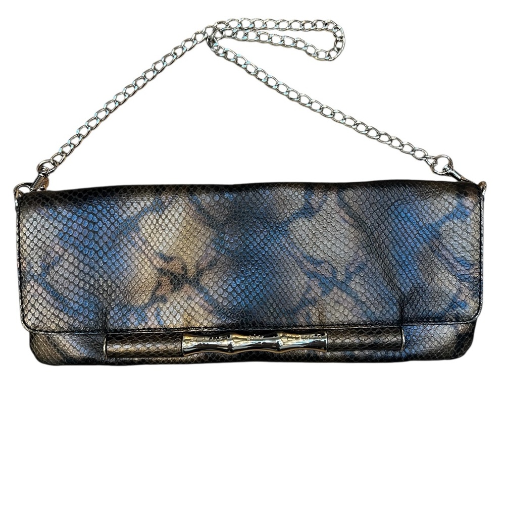 Elaine Turner Gold/Snakeskin Baguette Chain Bag